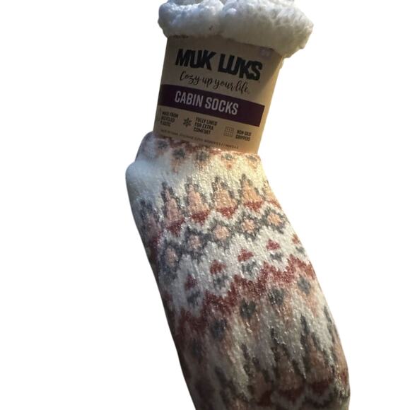 Muk Luks Fuzzy Chenille Plush Cabin Socks, 2 Pack, Size S / M, New with Tag - Picture 5 of 7